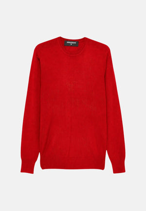PATRIZIA PEPE Maglione girocollo fly red rosso intenso da uomo con scollo rotondo e lavorazione in lana pregiata. 5K0166K124 R913 PATRIZIA PEPE 