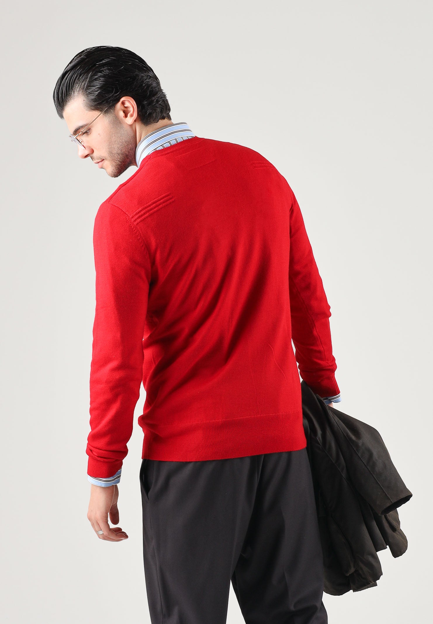 PATRIZIA PEPE Maglione girocollo fly red rosso ntenso da uomo con scollo rotondo e lavorazione in lana pregiata. 5K0166K124 R913 PATRIZIA PEPE 