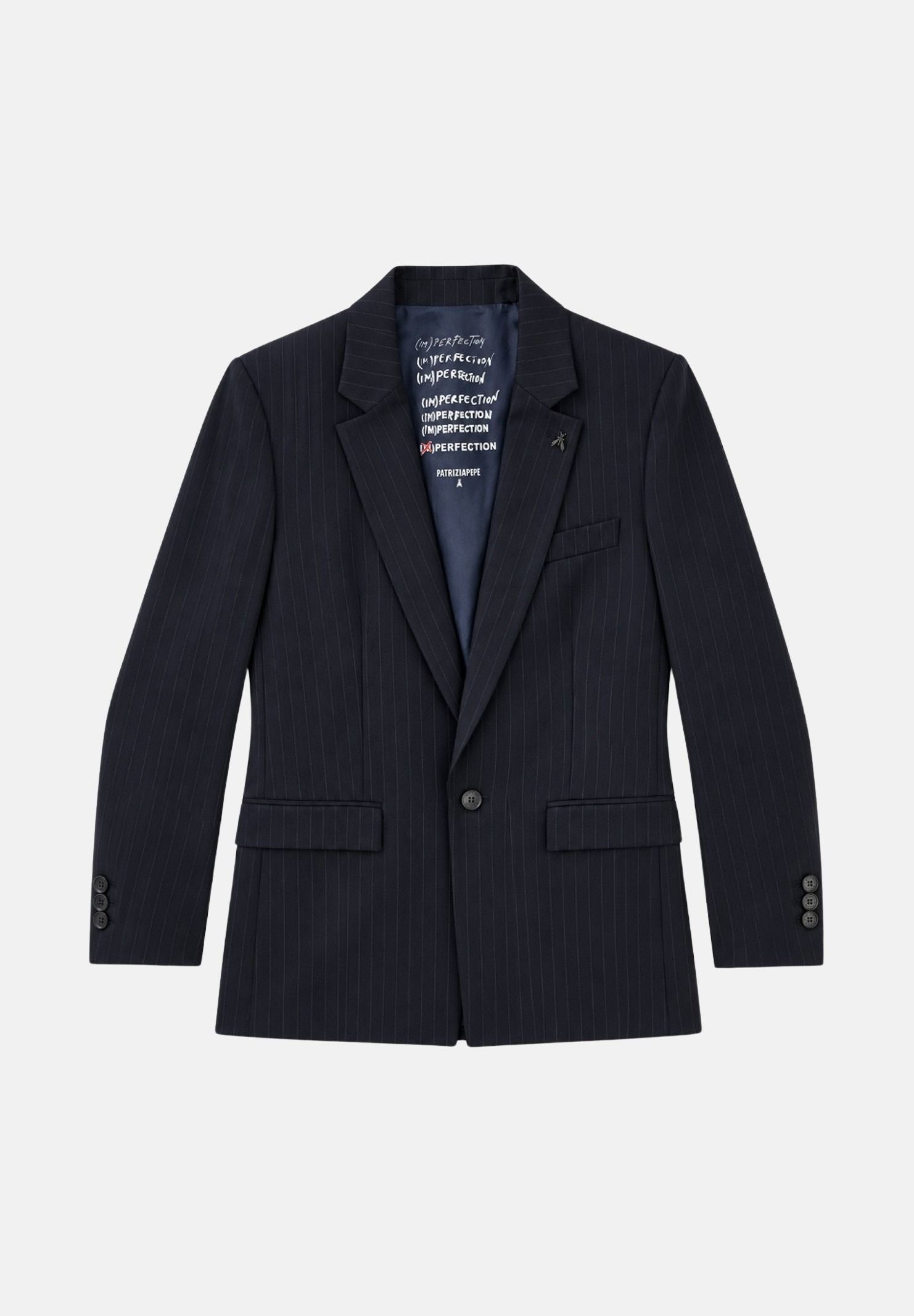 PATRIZIA PEPE Giacca blazer blu navy gessato per uomo con revers classici 5S0010C0288 FH07 PATRIZIA PEPE 