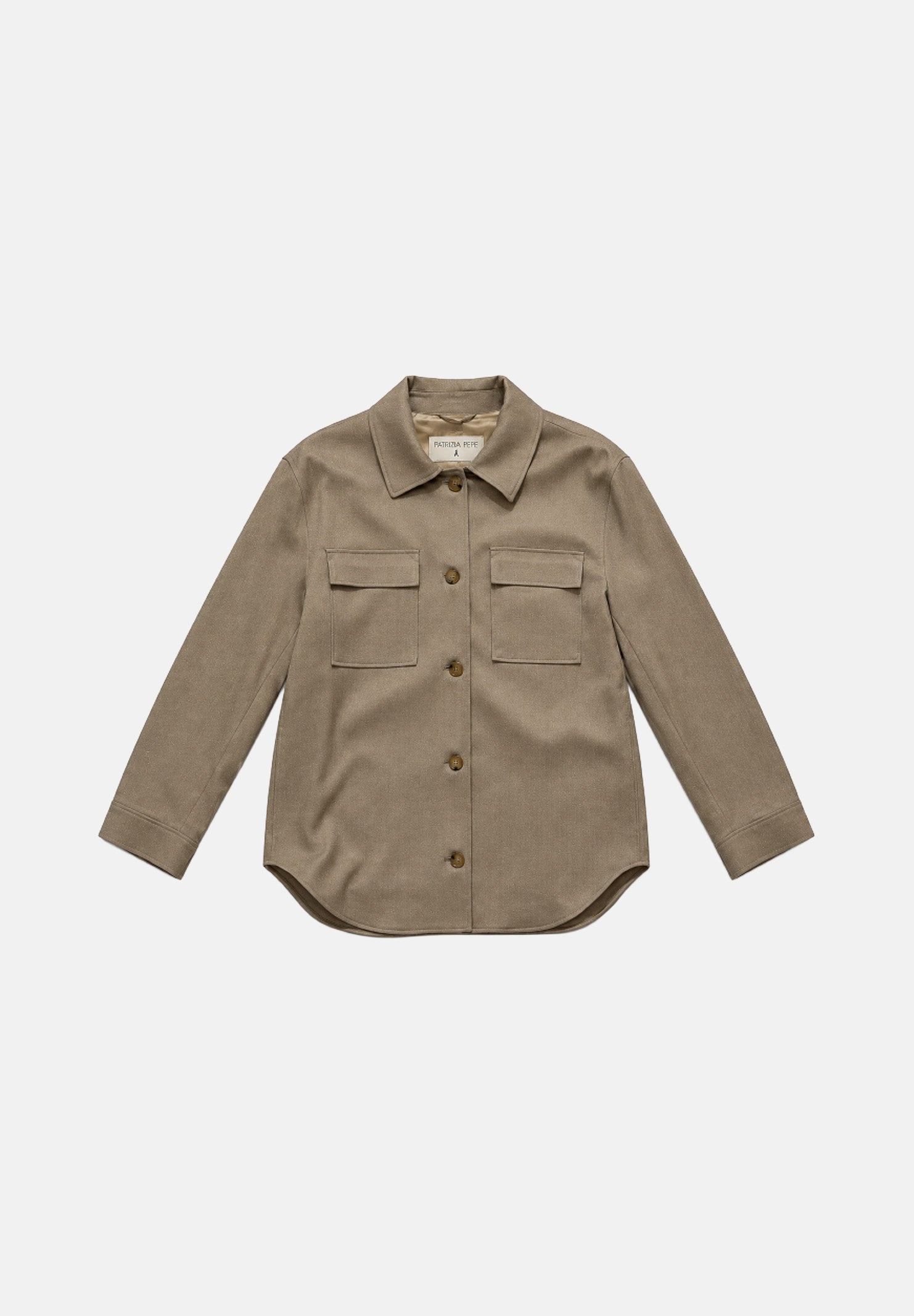 PATRIZIA PEPE Camicia manica lunga chiné beige tortora da uomo 5S0013C0281 B917 PATRIZIA PEPE 