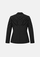 PATRIZIA PEPE Giacca monopetto sartoriale Nero Vinile nera da uomo, in tessuto misto lana, con revers classici, chiusura frontale con bottone, maniche lunghe e particolari dettagli diagonali sulle spalle. 5S661SA1WK K102 PATRIZIA PEPE 