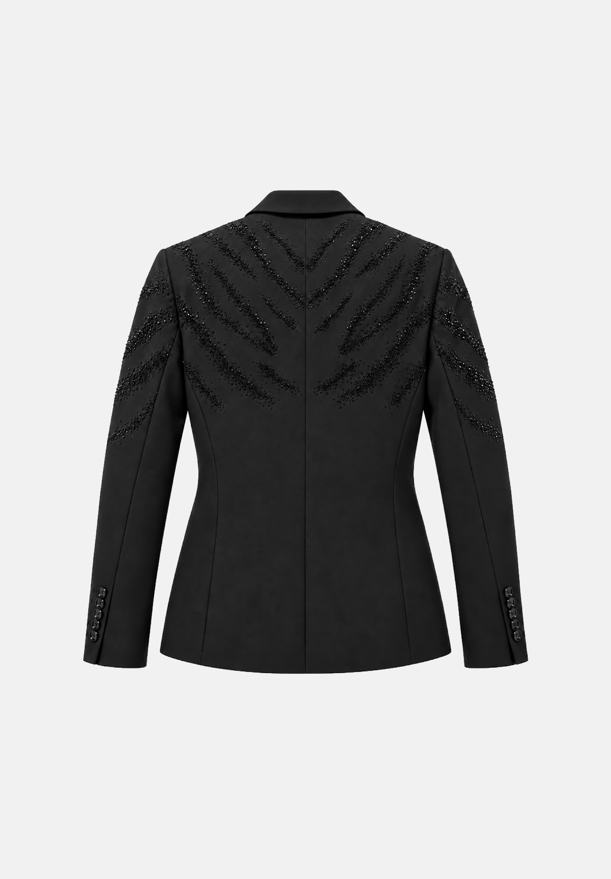 PATRIZIA PEPE Giacca monopetto sartoriale Nero Vinile nera da uomo, in tessuto misto lana, con revers classici, chiusura frontale con bottone, maniche lunghe e particolari dettagli diagonali sulle spalle. 5S661SA1WK K102 PATRIZIA PEPE 