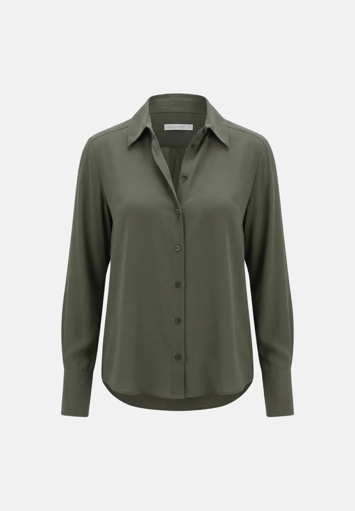 PATRIZIA PEPE Camicia manica lunga verde scuro da donna con colletto classico e chiusura frontale con bottoni 8C0075A8I1 G639 PATRIZIA PEPE 