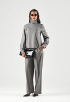 PATRIZIA PEPE Maglia a collo alto gray flannel-grigio da donna con chiusura laterale con bottoni gioiello. 8C0340C0250 S796 PATRIZIA PEPE 