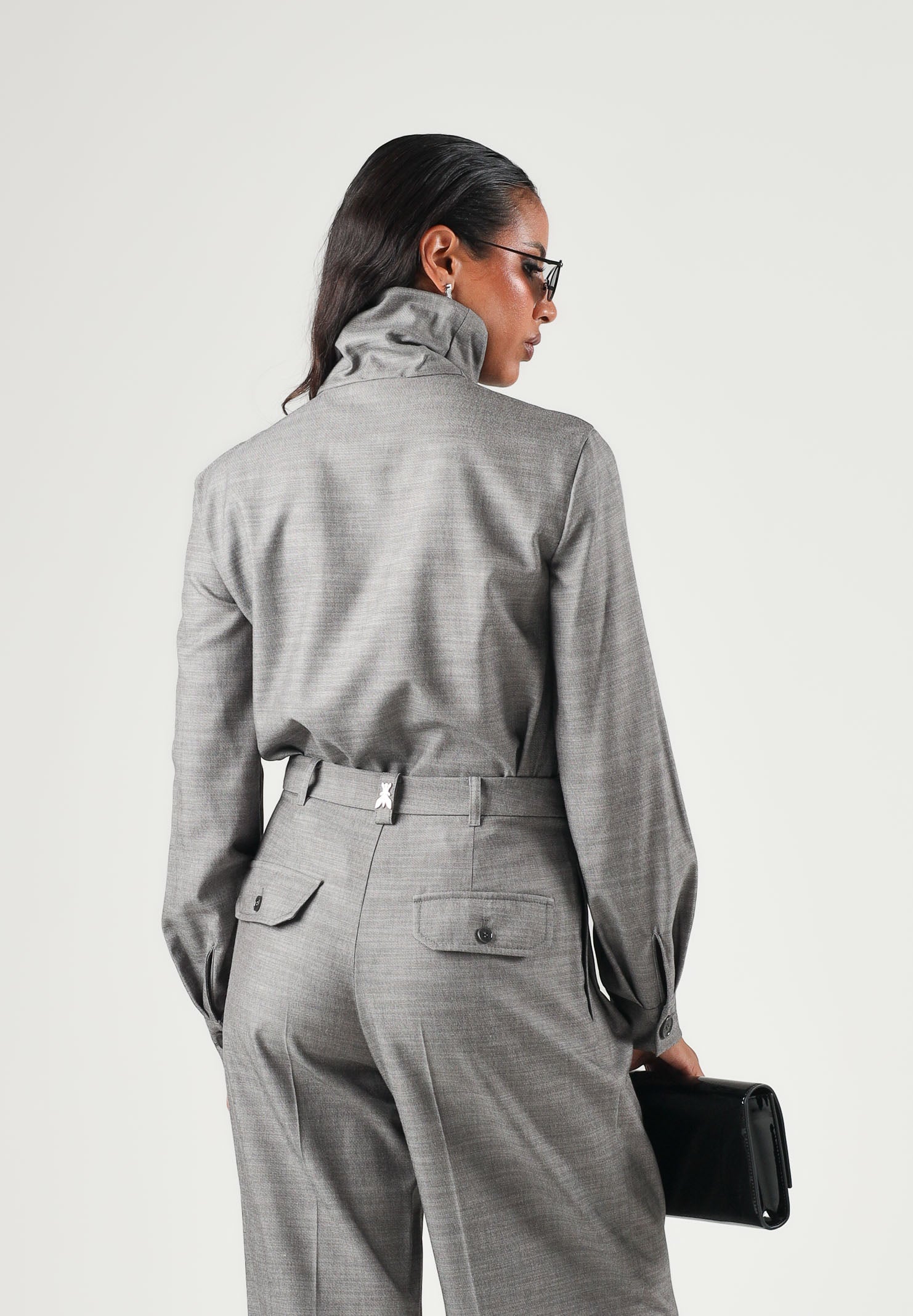 PATRIZIA PEPE Maglia a collo alto gray flannel-grigio da donna con chiusura laterale con bottoni gioiello. 8C0340C0250 S796 PATRIZIA PEPE 