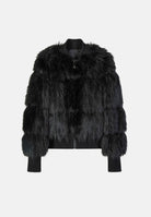 PATRIZIA PEPE Bomber imbottio nero da donna con collo rotondo e lavorazione in eco-pelliccia morbida. 8O0013E0002 K103 PATRIZIA PEPE 