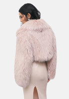 PATRIZIA PEPE  Pelliccia baylag-rosa antico da donna con scollo rotondo e lavorazione morbida 8O0016E0002 R902 PATRIZIA PEPE 