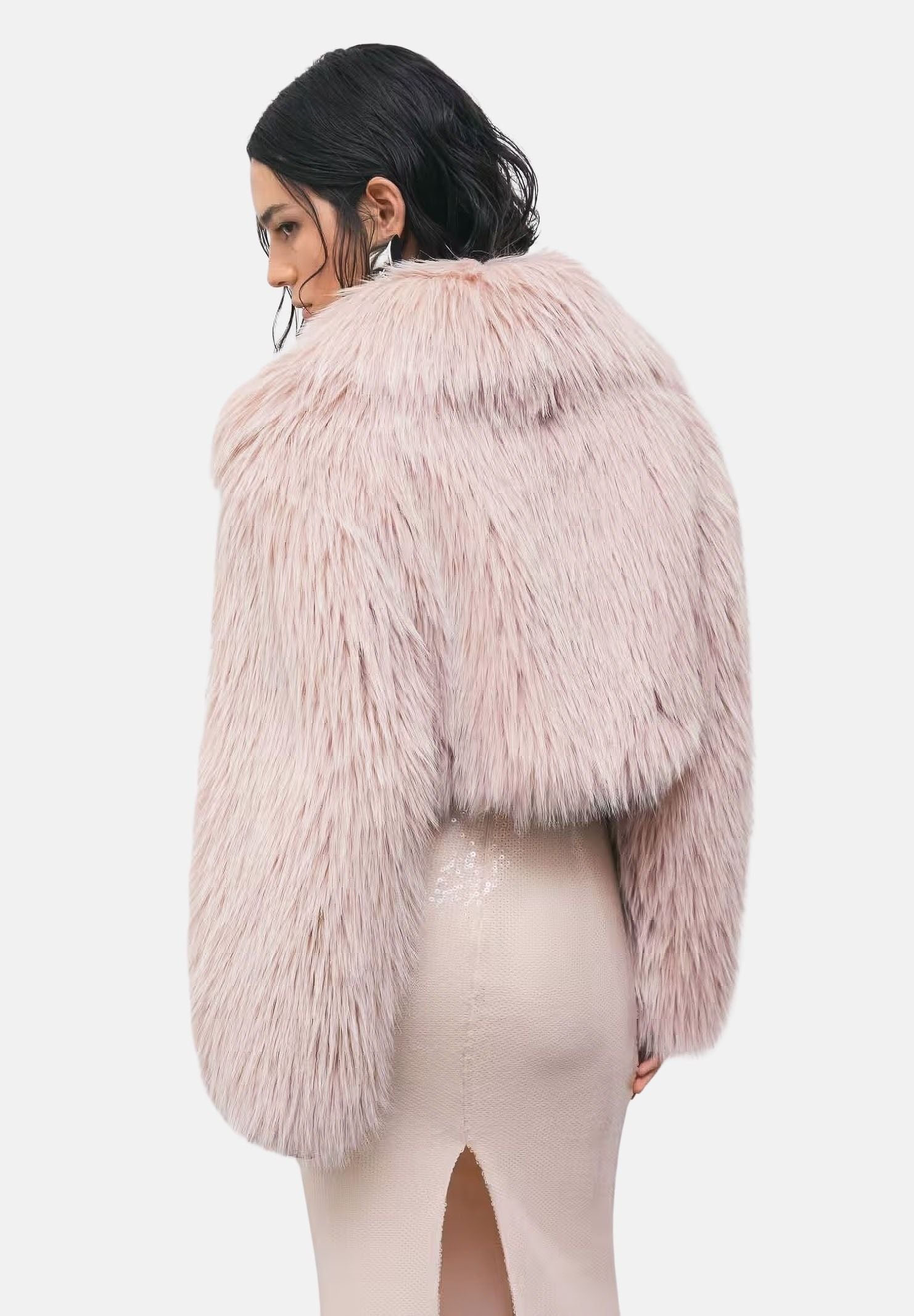 PATRIZIA PEPE  Bomber in ecopelliccia baylag-rosa antico da donna con scollo rotondo e lavorazione morbida 8O0016E0002 R902 PATRIZIA PEPE 