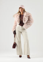 PATRIZIA PEPE  Pelliccia baylag-rosa antico da donna con scollo rotondo e lavorazione morbida 8O0016E0002 R902 PATRIZIA PEPE 