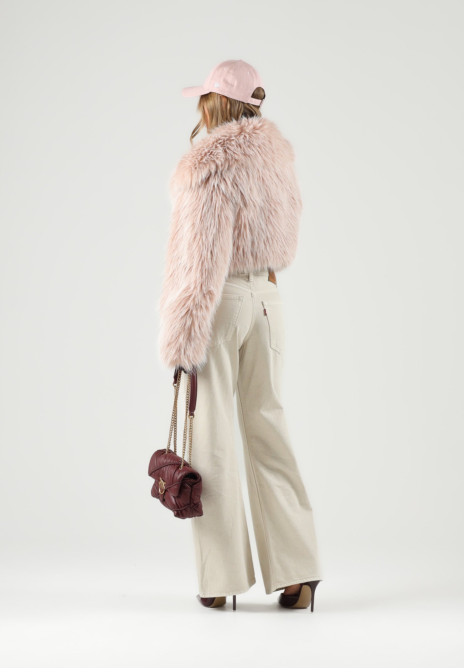 PATRIZIA PEPE  Pelliccia baylag-rosa antico da donna con scollo rotondo e lavorazione morbida 8O0016E0002 R902 PATRIZIA PEPE 