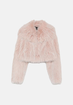 PATRIZIA PEPE  Pelliccia baylag-rosa antico da donna con scollo rotondo e lavorazione morbida 8O0016E0002 R902 PATRIZIA PEPE 