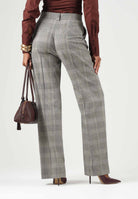 PATRIZIA PEPE Pantaloni eleganti  brown check-marrone grigio da donna con fantasia a quadri e pinces frontali 8P0355C8003 F603 PATRIZIA PEPE 