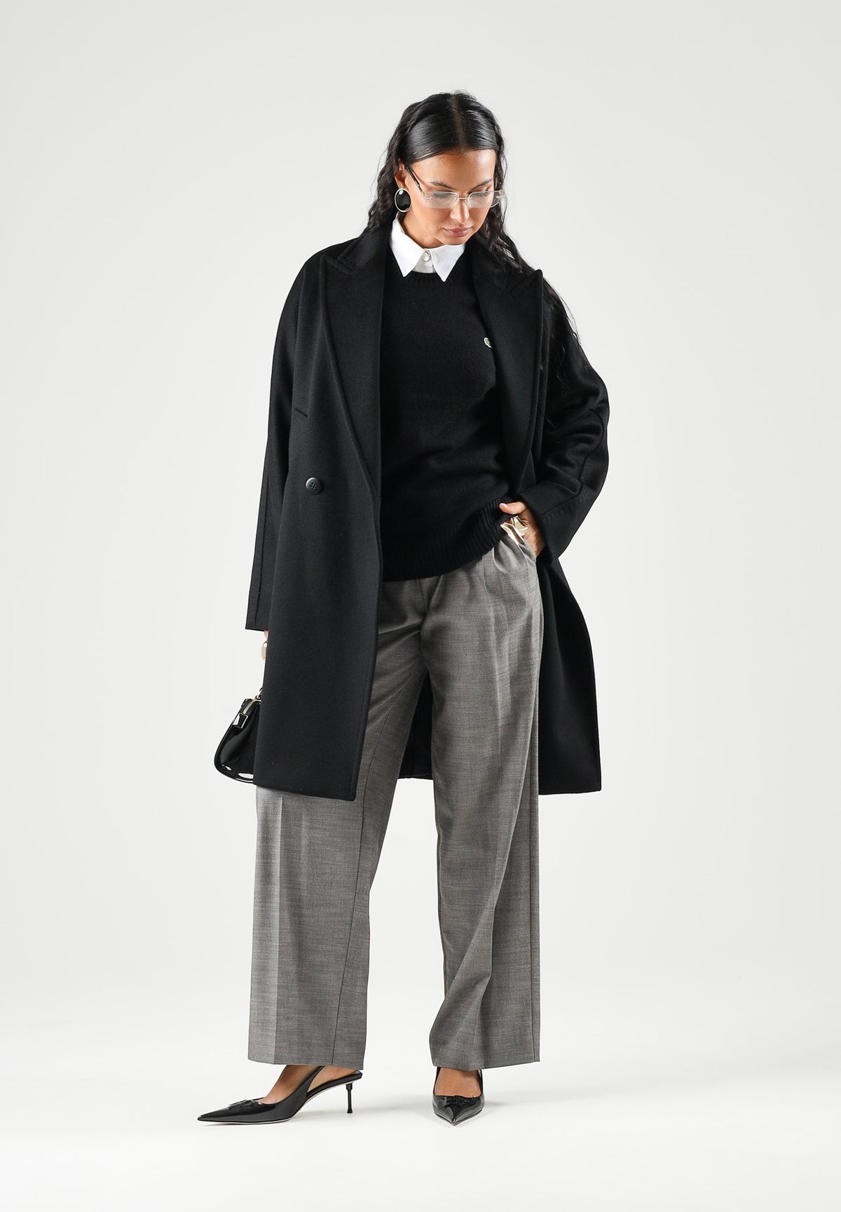 PATRIZIA PEPE Pantaloni eleganti  gray flannel-grigio da donna con piega centrale stirata e chiusura nascosta. 8P0535C0250 S796 PATRIZIA PEPE 