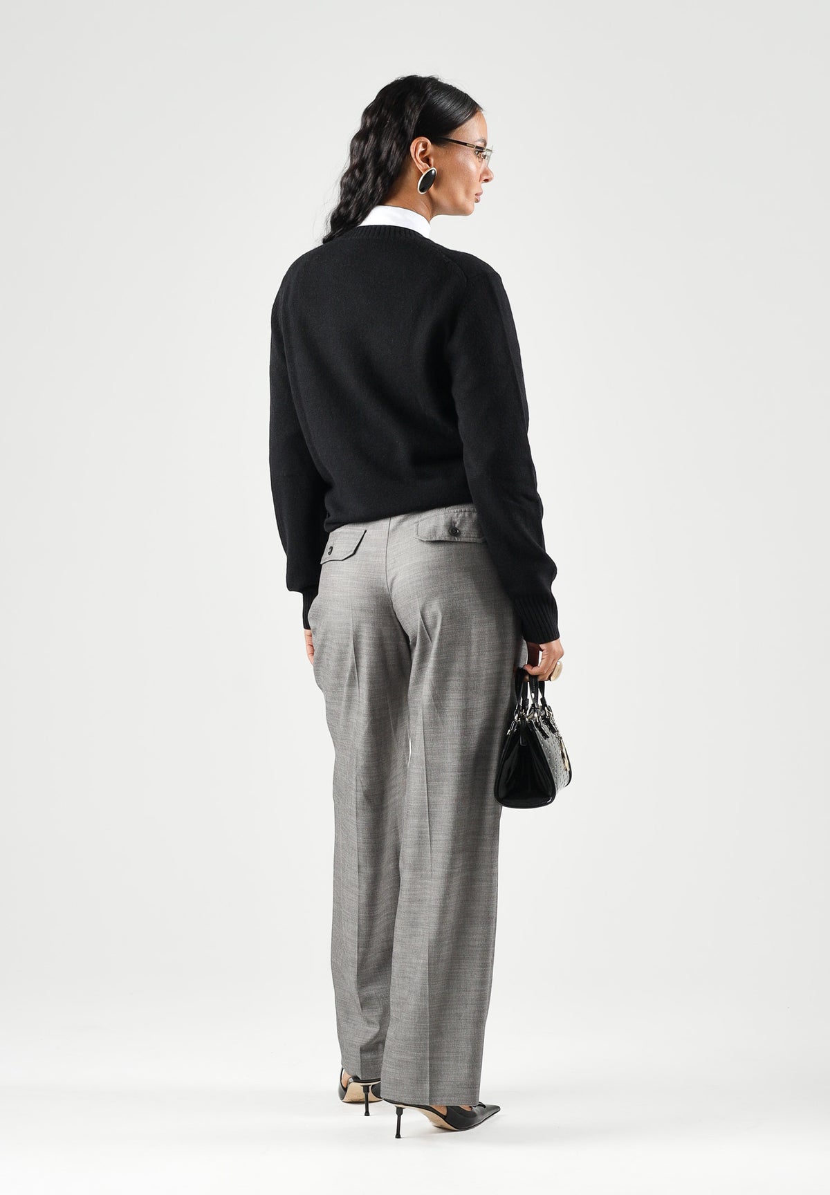 PATRIZIA PEPE Pantaloni eleganti  gray flannel-grigio da donna con piega centrale stirata e chiusura nascosta. 8P0535C0250 S796 PATRIZIA PEPE 