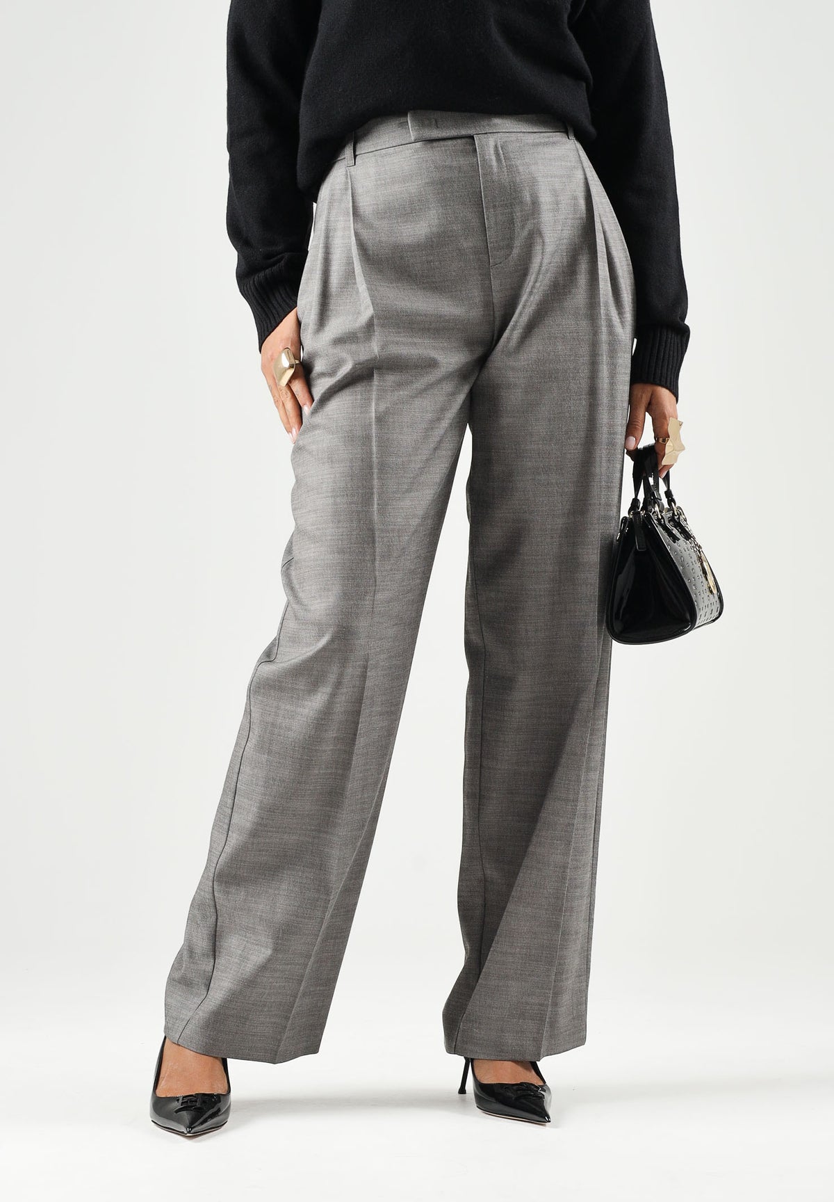 PATRIZIA PEPE Pantaloni eleganti  gray flannel-grigio da donna con piega centrale stirata e chiusura nascosta. 8P0535C0250 S796 PATRIZIA PEPE 
