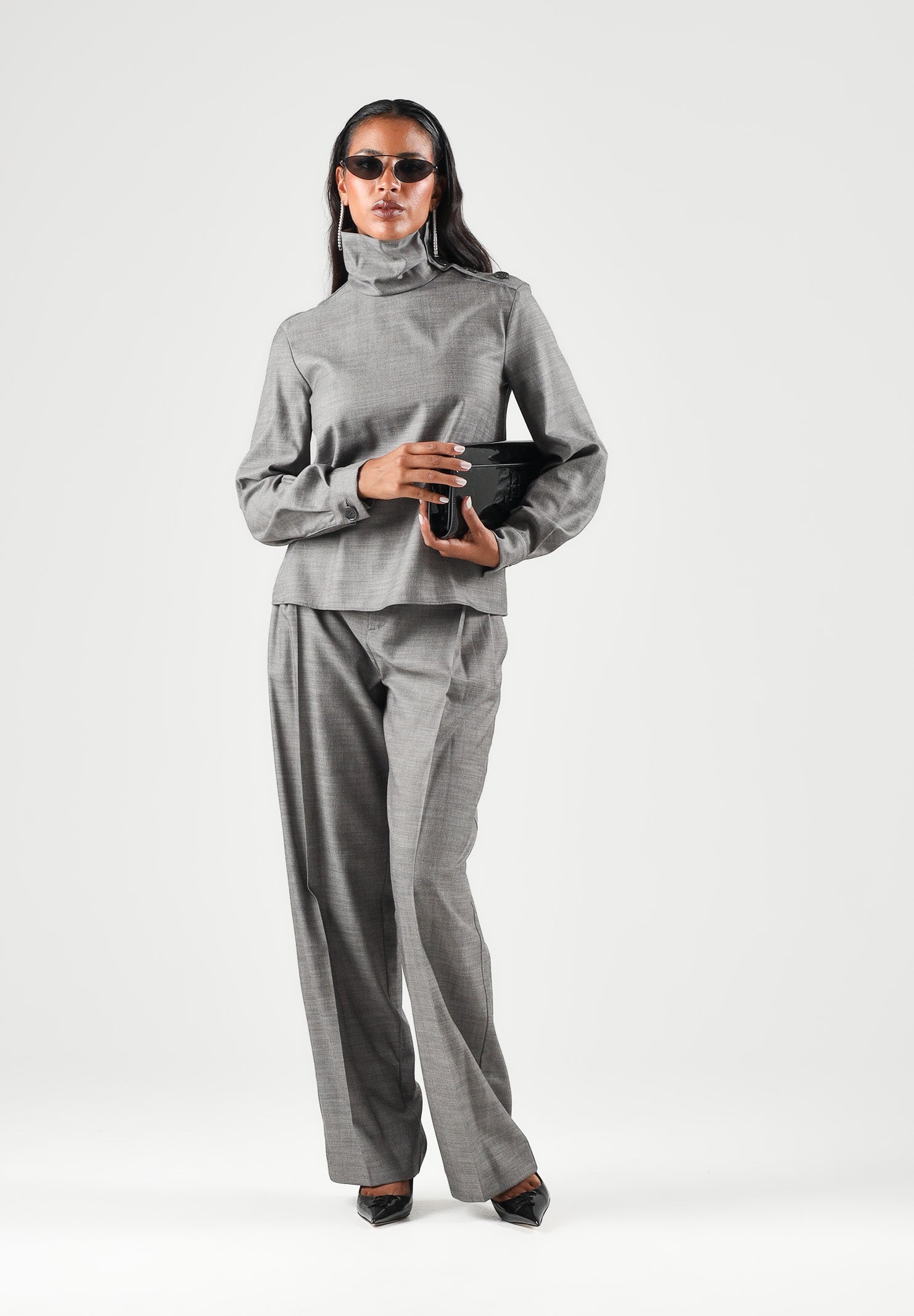 PATRIZIA PEPE Pantaloni eleganti  gray flannel-grigio da donna con piega centrale stirata e chiusura nascosta. 8P0535C0250 S796 PATRIZIA PEPE 