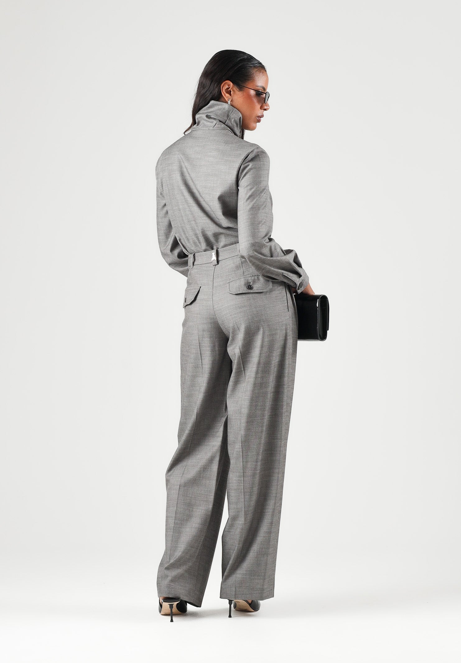 PATRIZIA PEPE Pantaloni eleganti  gray flannel-grigio da donna con piega centrale stirata e chiusura nascosta. 8P0535C0250 S796 PATRIZIA PEPE 