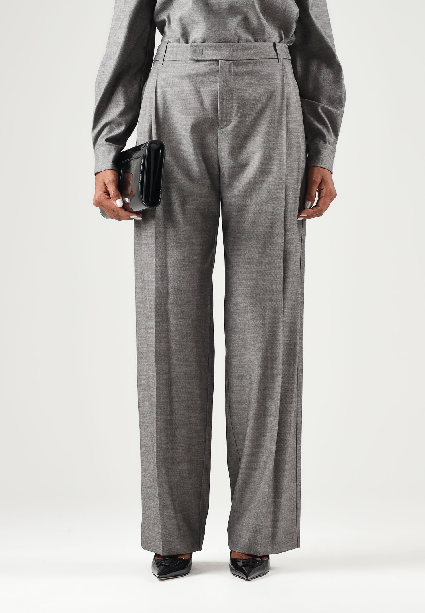 PATRIZIA PEPE Pantaloni eleganti  gray flannel-grigio da donna con piega centrale stirata e chiusura nascosta. 8P0535C0250 S796 PATRIZIA PEPE 
