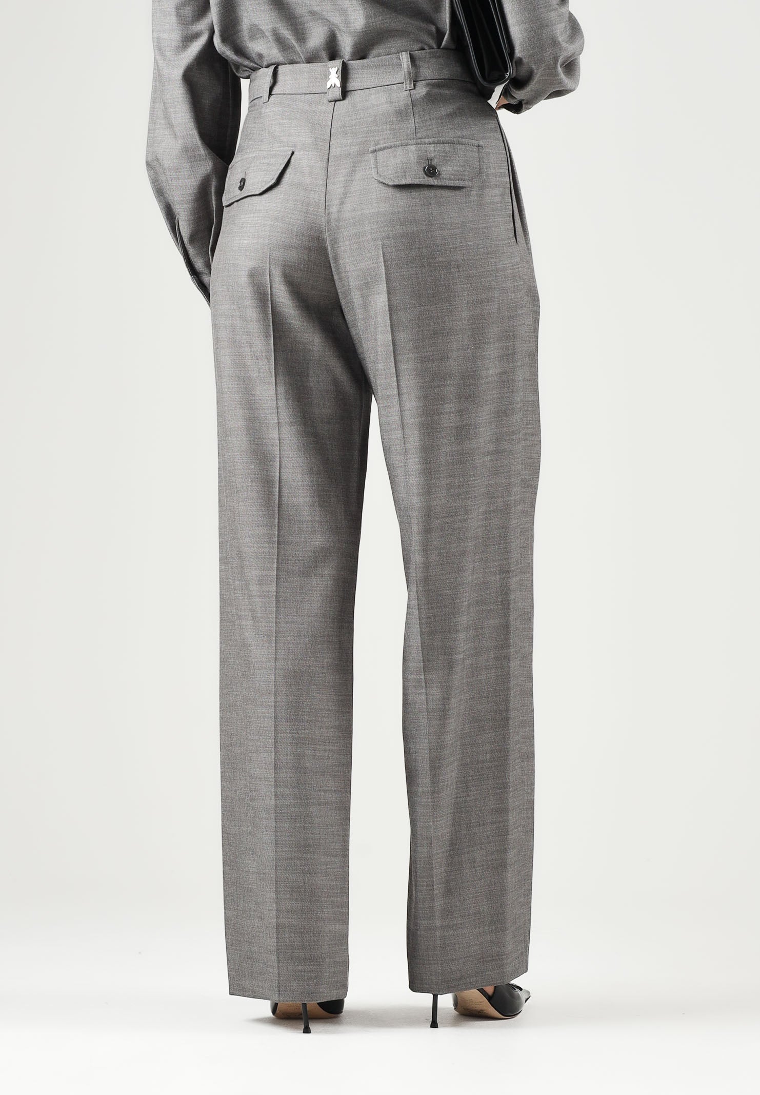 PATRIZIA PEPE Pantaloni eleganti  gray flannel-grigio da donna con piega centrale stirata e chiusura nascosta. 8P0535C0250 S796 PATRIZIA PEPE 