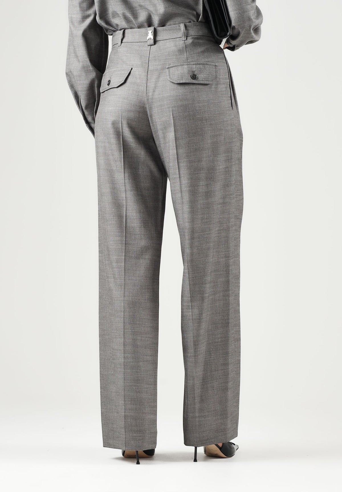 PATRIZIA PEPE Pantaloni eleganti  gray flannel-grigio da donna con piega centrale stirata e chiusura nascosta. 8P0535C0250 S796 PATRIZIA PEPE 