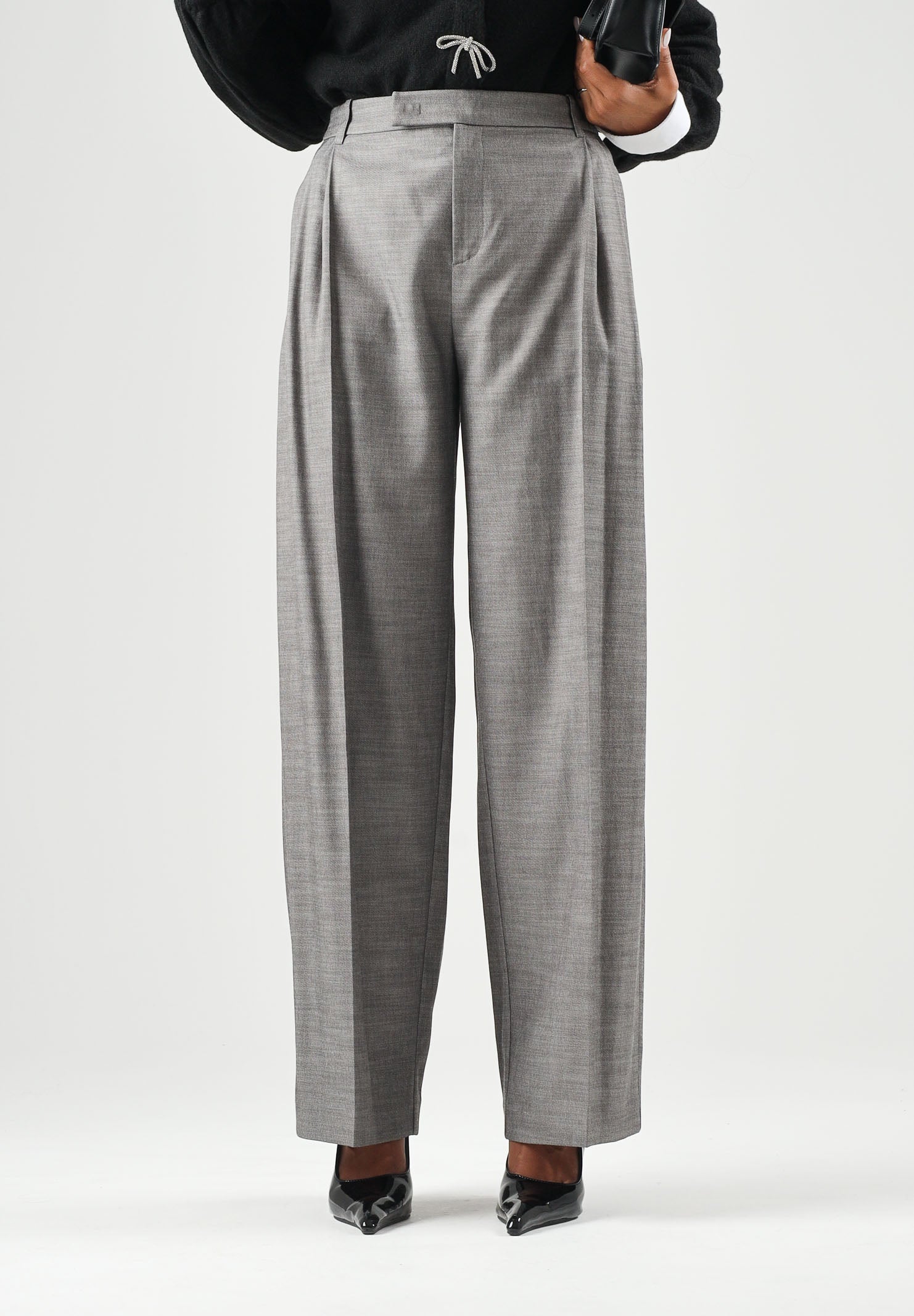 PATRIZIA PEPE Pantaloni eleganti  gray flannel-grigio da donna con piega centrale stirata e chiusura nascosta. 8P0535C0250 S796 PATRIZIA PEPE 