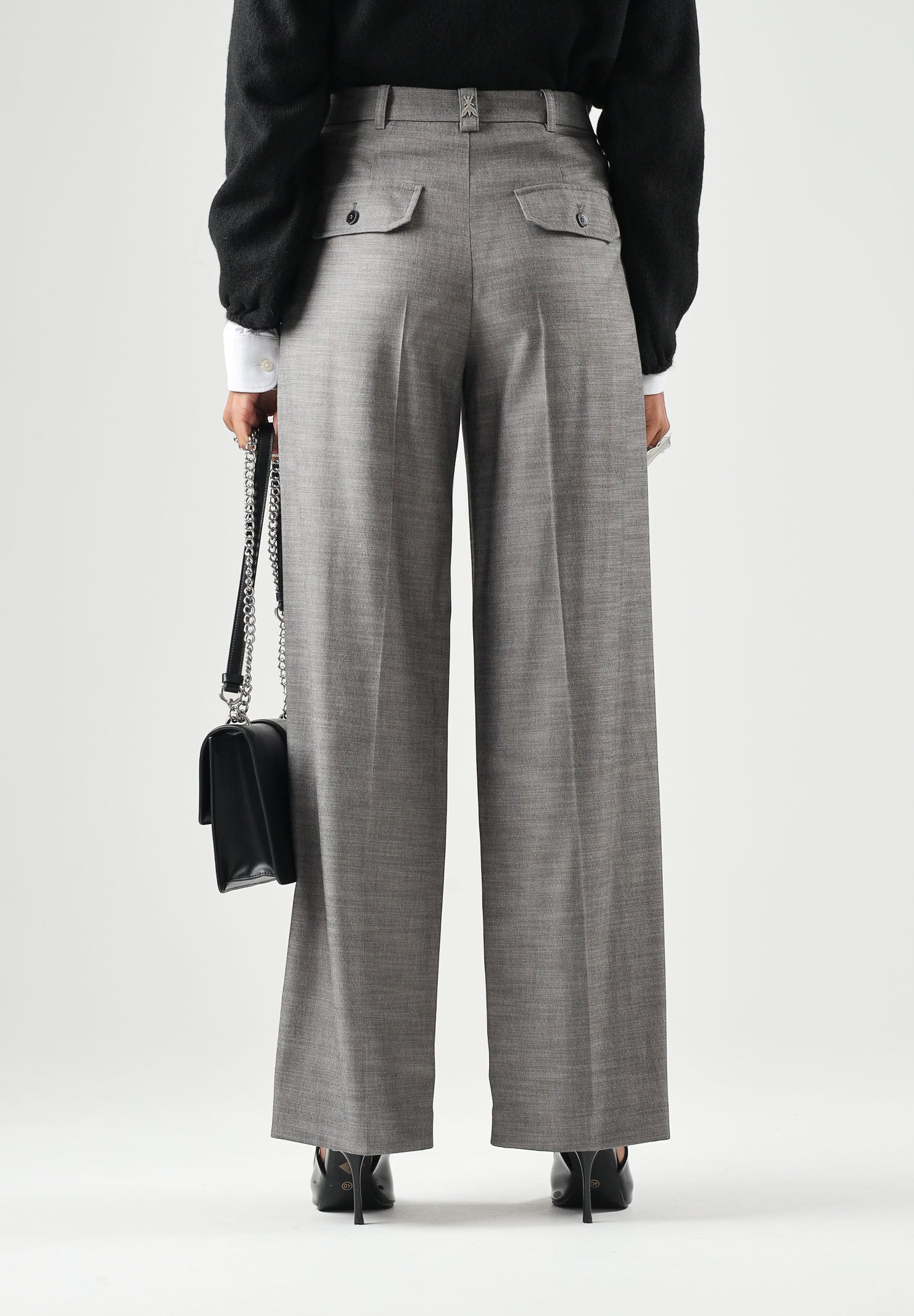 PATRIZIA PEPE Pantaloni eleganti  gray flannel-grigio da donna con piega centrale stirata e chiusura nascosta. 8P0535C0250 S796 PATRIZIA PEPE 