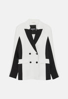 PATRIZIA PEPE Giacca doppiopetto bianca-nera da donna con revers a contrasto 8S0000C7004 J526 PATRIZIA PEPE 