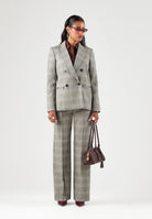 PATRIZIA PEPE Giacca doppiopetto brown check marrone- grigio da donna con revers classici. 8S0089C8003 F603 PATRIZIA PEPE 