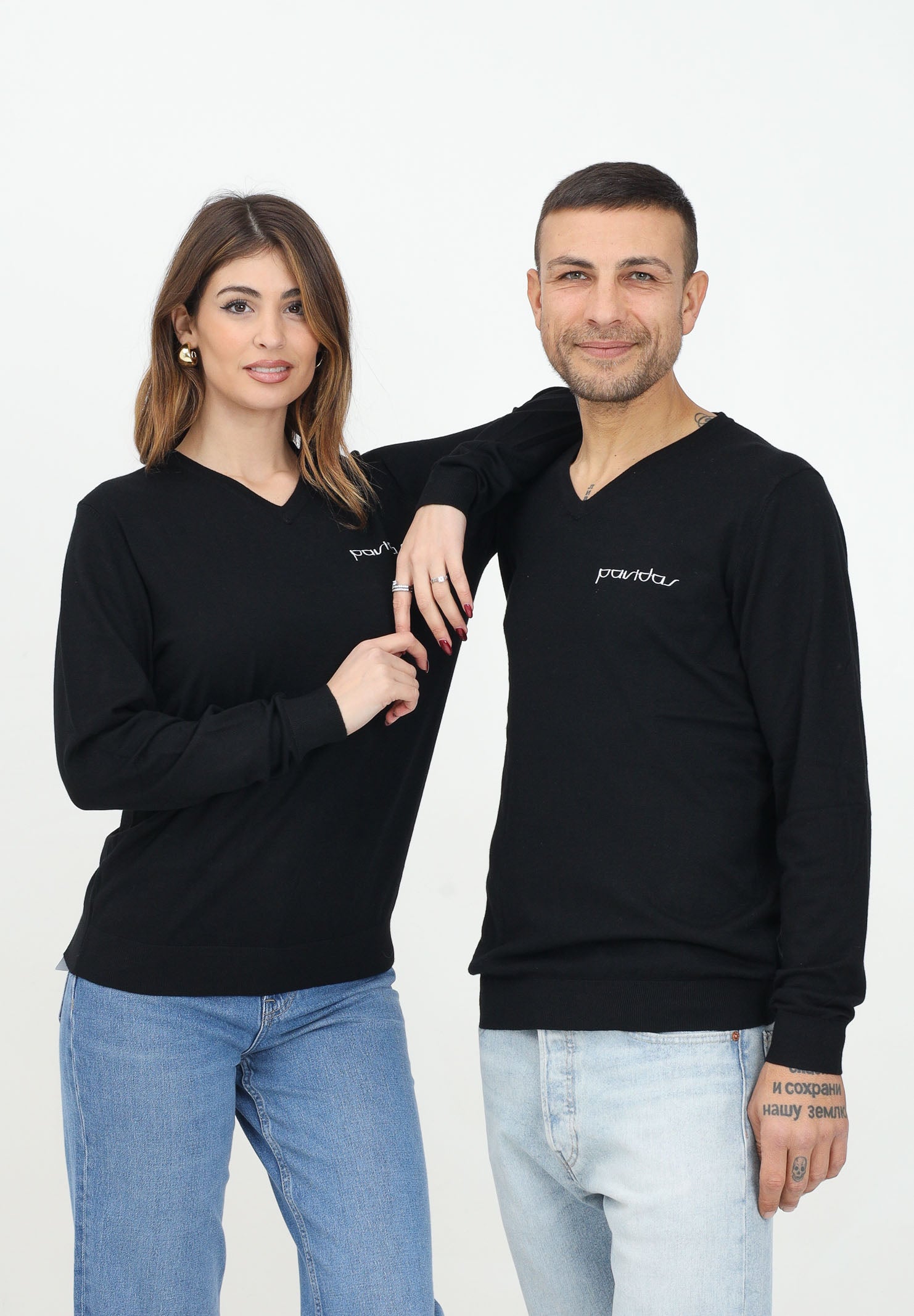 Maglioncino nero per uomo e donna con ricamo logo PAVIDAS-SWEATER BLACK PAVIDAS 