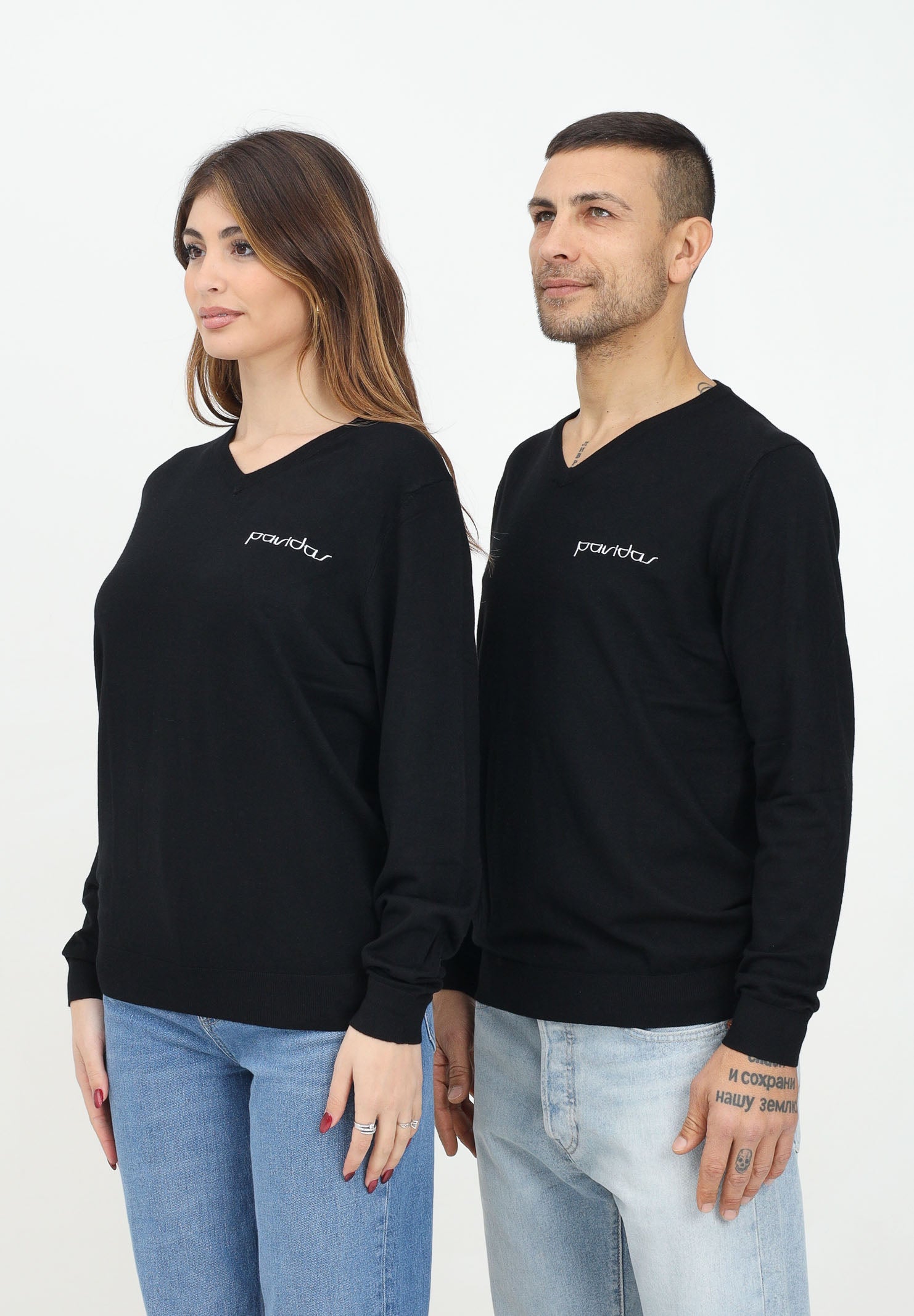 Maglioncino nero per uomo e donna con ricamo logo PAVIDAS-SWEATER BLACK PAVIDAS 
