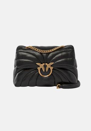 PINKO Borsa LOVE PUFF CLASSIC CL Nero Antique Gold da donna con motivo trapuntato Butterfly. 100038A1EX Z99Q PINKO 