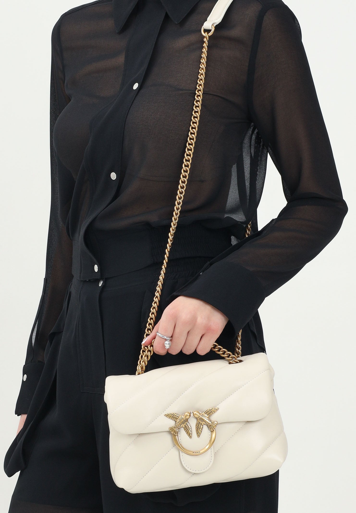 PINKO Borsa a tracolla Mini Love Bag Puff burro da donna 100039A0F2 Z14Q PINKO 