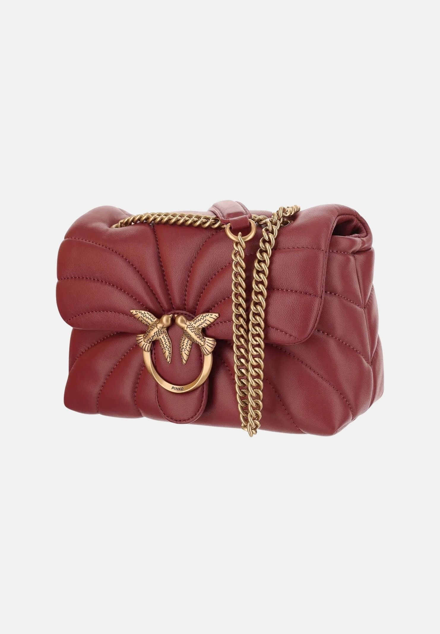 PINKO Borsa con tracolla LOVE BAG rosso antico da donna con catena e iconica fibbia metallica. 100039A1EX R59Q PINKO 