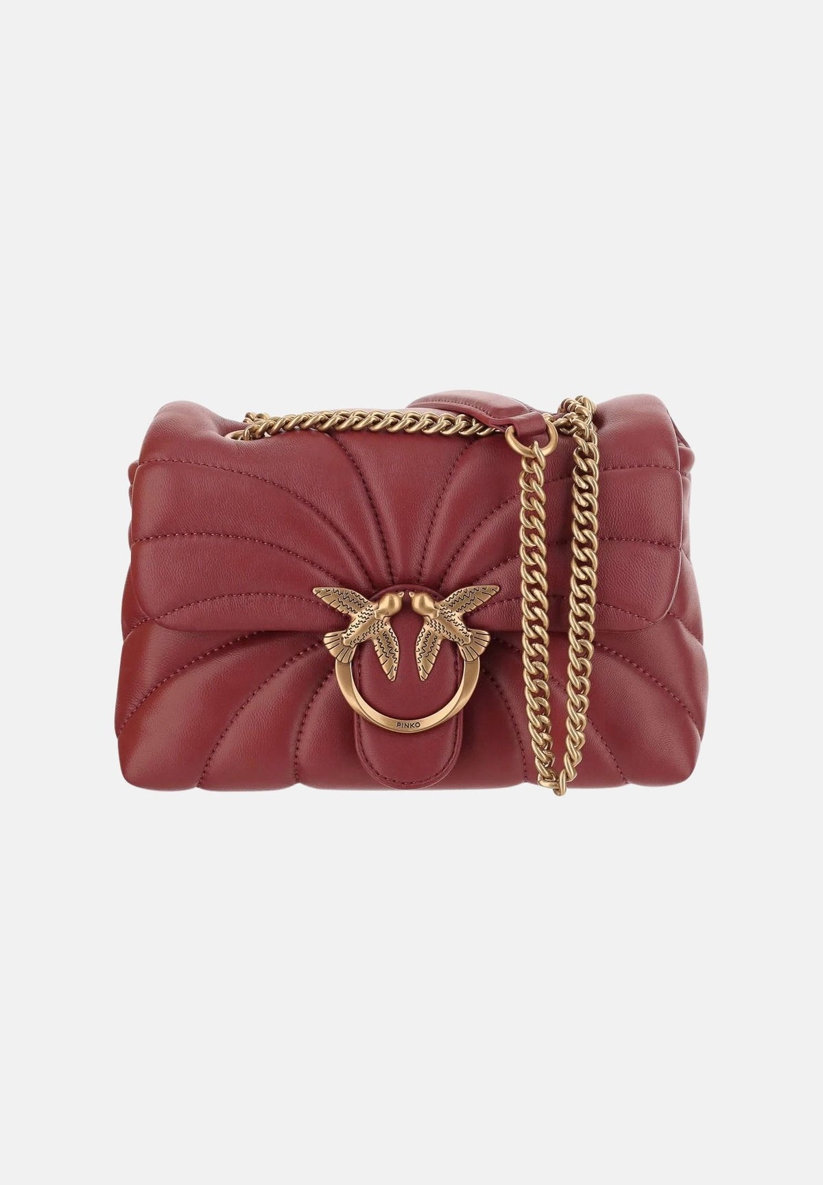 PINKO Borsa con tracolla LOVE BAG rosso antico da donna con catena e iconica fibbia metallica. 100039A1EX R59Q PINKO 