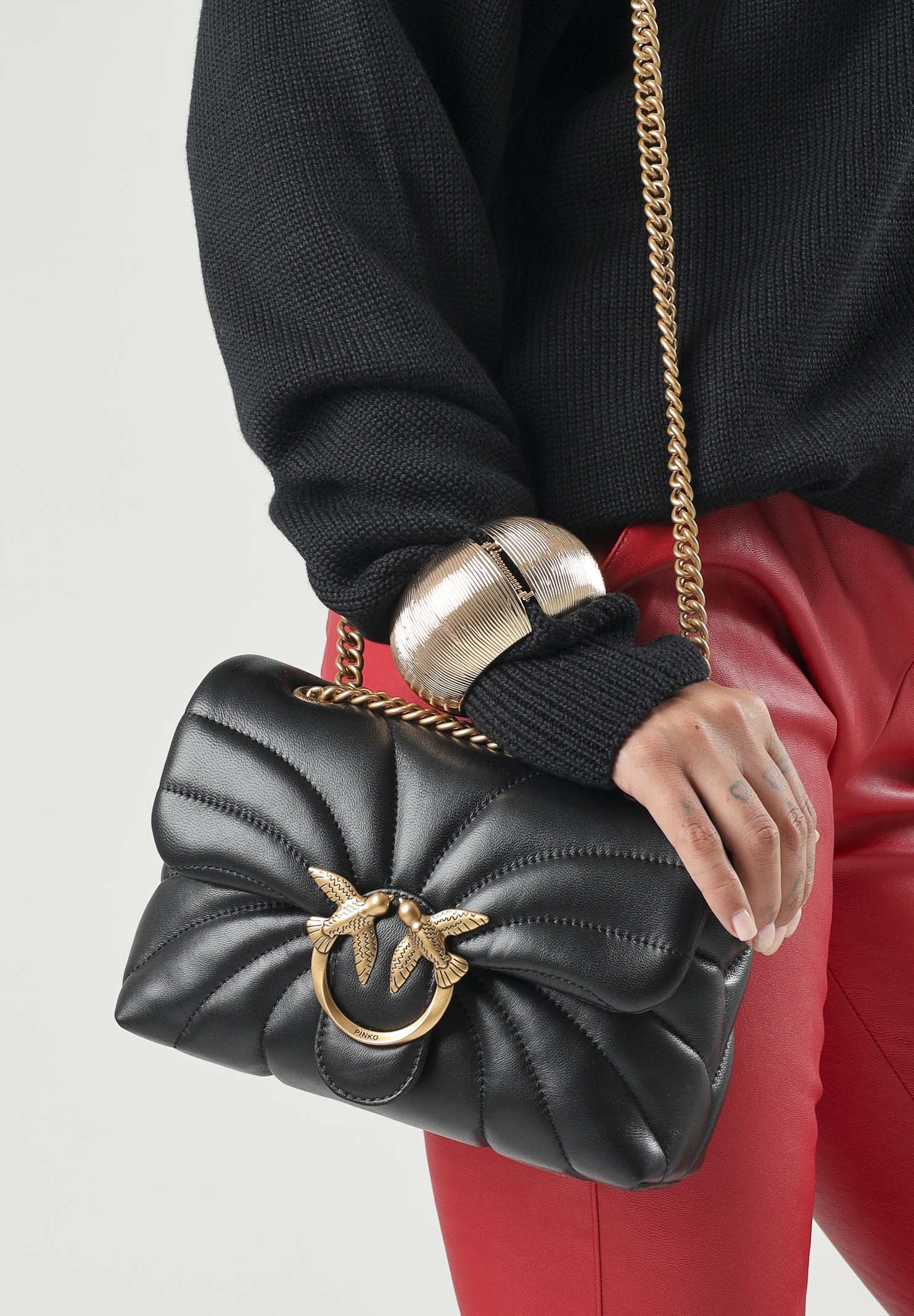 PINKO Borsa LOVE BAG PUFF BUTTERFLY MINI in nappa nera da donna con trapuntatura butterfly 100039A1EX Z99Q PINKO 