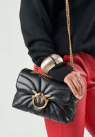 PINKO Borsa LOVE BAG PUFF BUTTERFLY MINI in nappa nera da donna con trapuntatura butterfly 100039A1EX Z99Q PINKO 