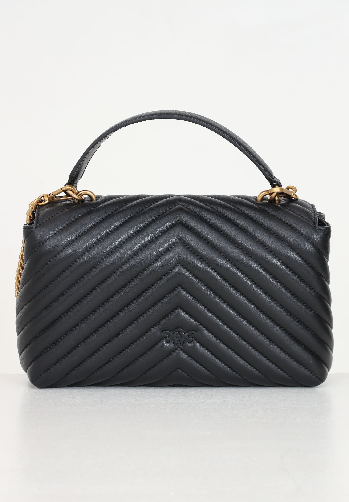 PINKO Borsa a mano Classic Love Bag Puff nera da donna con motivo chevron. 100043A0GK Z99Q PINKO 