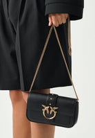 PINKO Borsa LOVE ONE POCKET nero-antique gold da donna con chiusura gioiello<BR/> 100061A0F1 Z99Q PINKO 