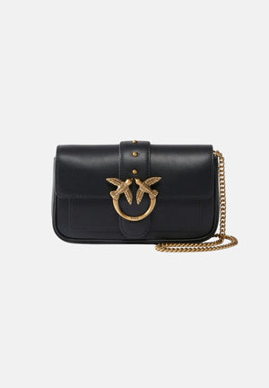 PINKO Borsa LOVE ONE POCKET nero-antique gold da donna con chiusura gioiello<BR/> 100061A0F1 Z99Q PINKO 
