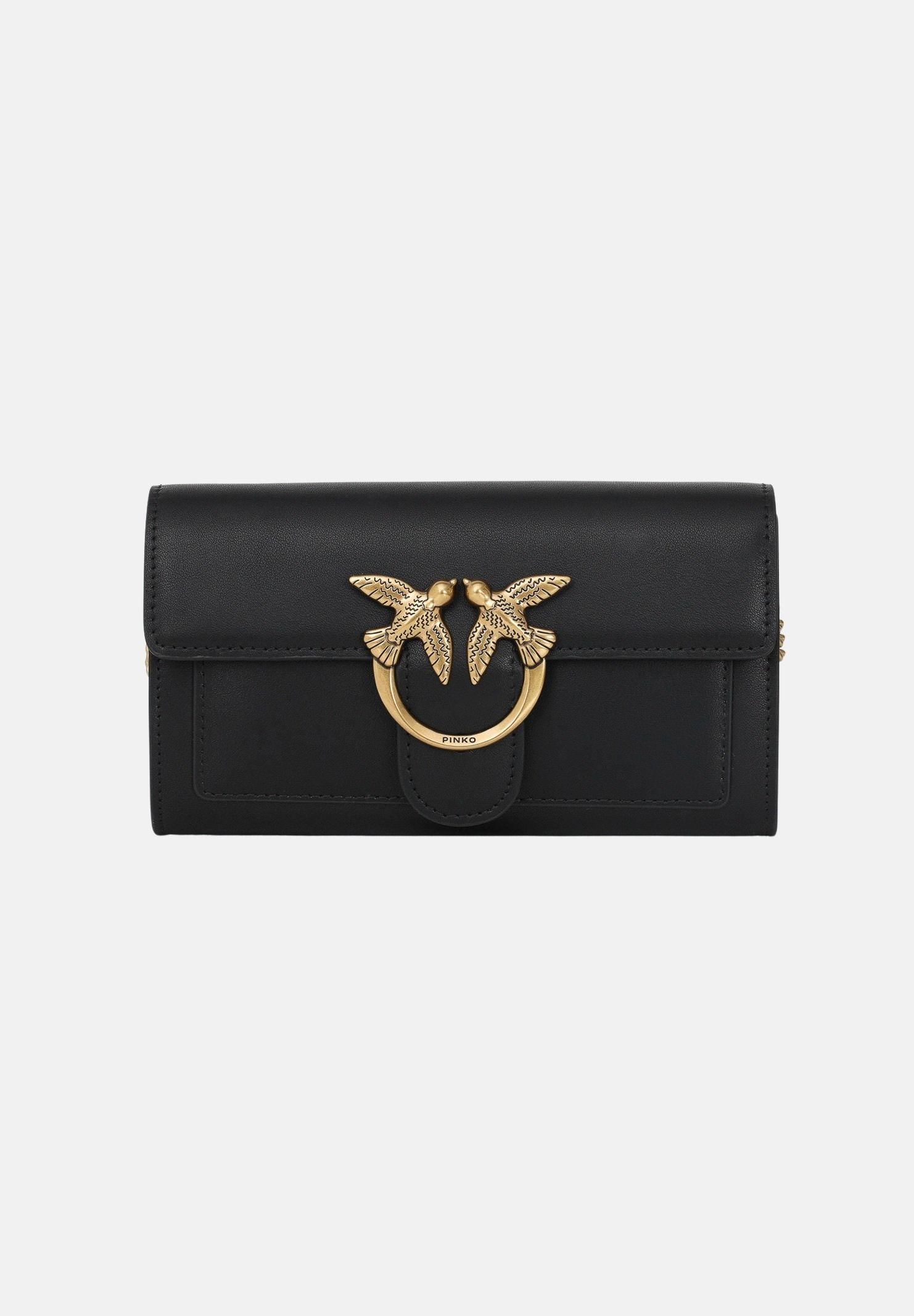 PINKO Borsa LOVE ONE WALLET C mini a tracolla Nero Antique Gold da donna 100062A0F1 Z99Q PINKO 