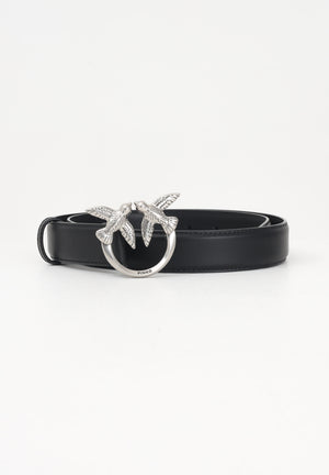 PINKO Cintura Love Birds in morbida pelle mano seta nera da donna 100125A0F1 Z99O PINKO 
