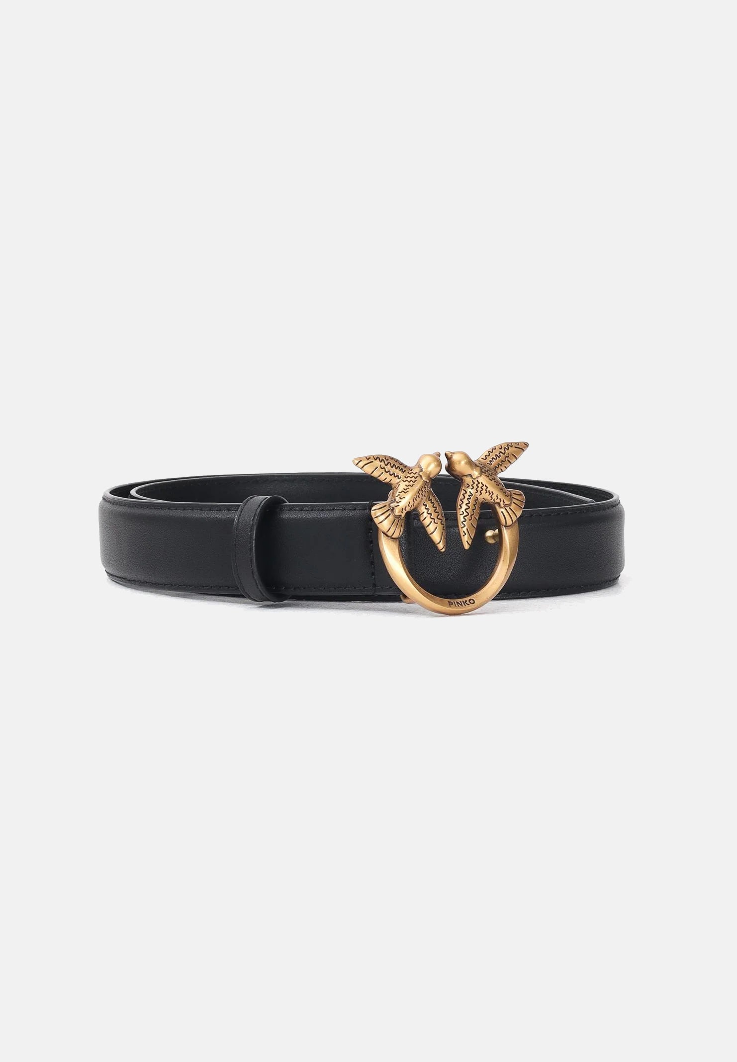 PINKO Cintura Love Birds in morbida pelle mano seta nera da donna 100125A0F1 Z99Q PINKO 