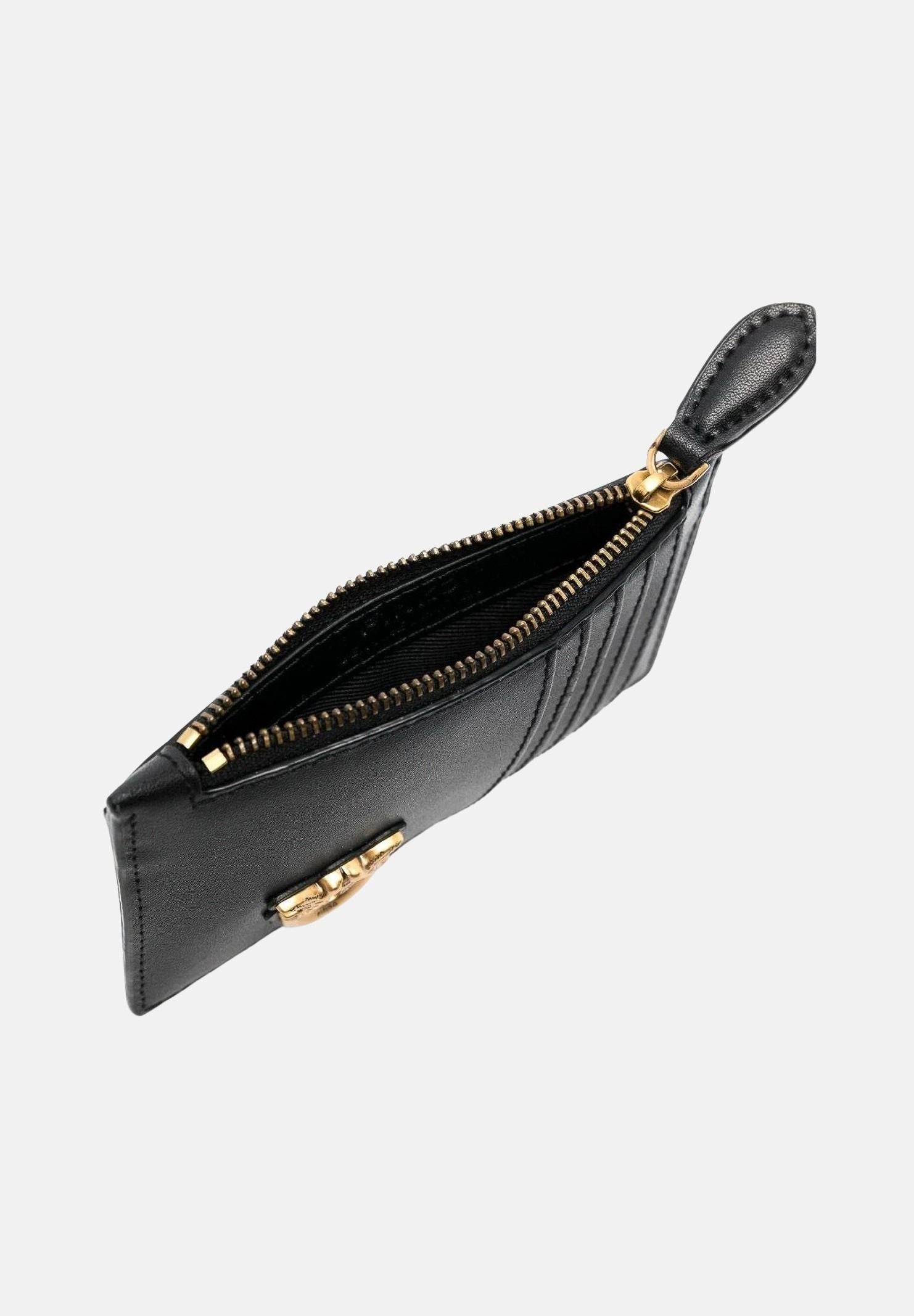 PINKO Porta carte AIRONE  in morbida pelle mano seta nero da donna con logo LOVE BIRD 100251A0F1 Z99Q PINKO 