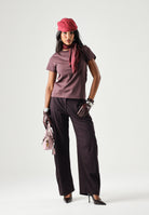 PINKO T-shirt  BUSSOLOTTO Bordeaux scuro con logo LOVE BIRDS da donna 100355A3HM RR7 PINKO 