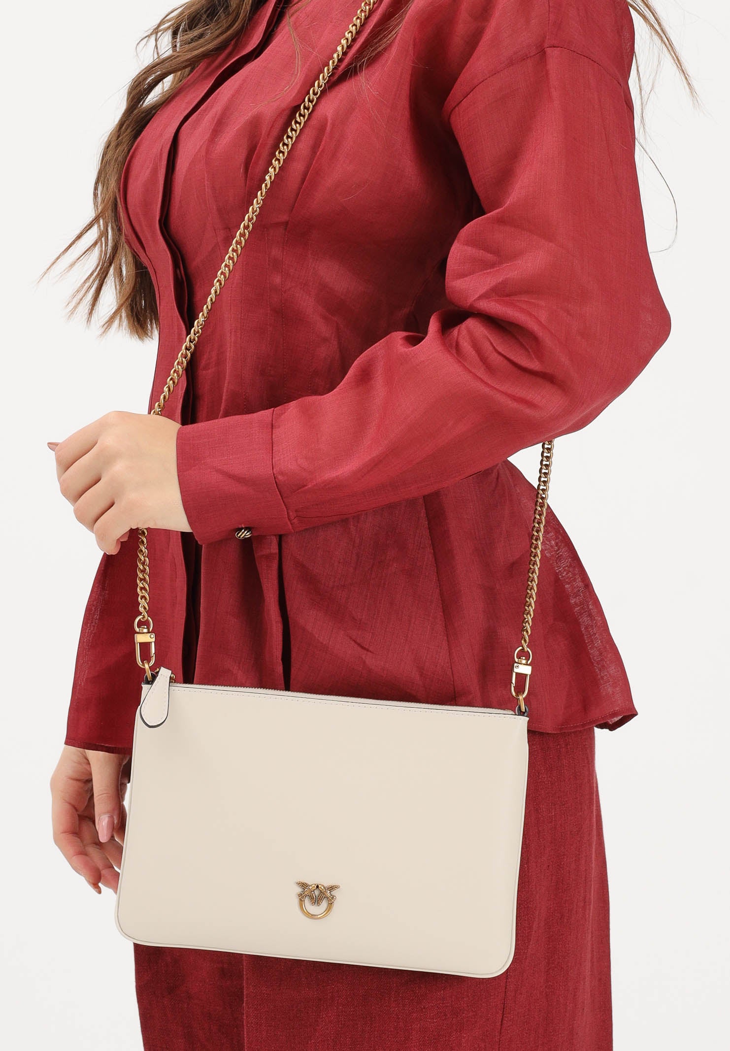 PINKO Pochette Classic Flat Love Bag Simply panna da donna 100455A0F1 Z14Q PINKO 