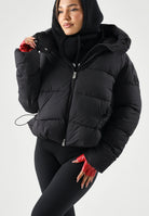 PINKO Piumino GIZA Nero Limousine da donna con trapuntatura orizzontale e cappuccio avvolgente. 101602A3EA Z99 PINKO 