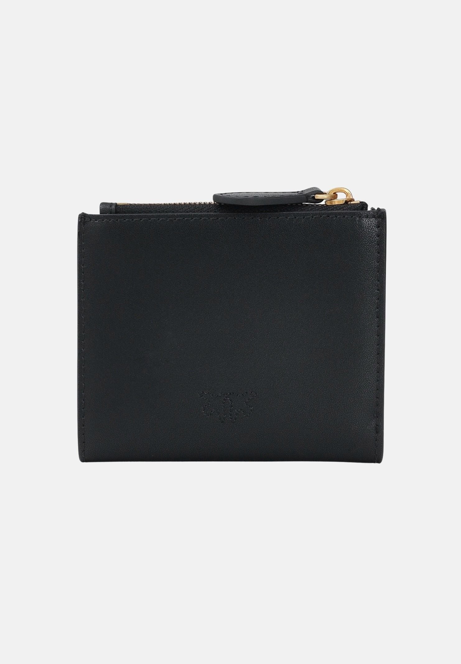 PINKO Portafoglio MULTI PURPOSE  Nero Antique Gold da donna con logo Love Birds e tasca portamonete 103610A0F1 Z99Q PINKO 