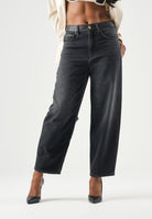 PINKO jeans ESTELLE EGG balloon fit con inserti effetto pelle lavaggio black, colore basico nero, donna. 103857A3GW PJ4 PINKO 