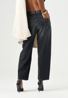 PINKO jeans ESTELLE EGG balloon fit con inserti effetto pelle lavaggio black, colore basico nero, donna. 103857A3GW PJ4 PINKO 