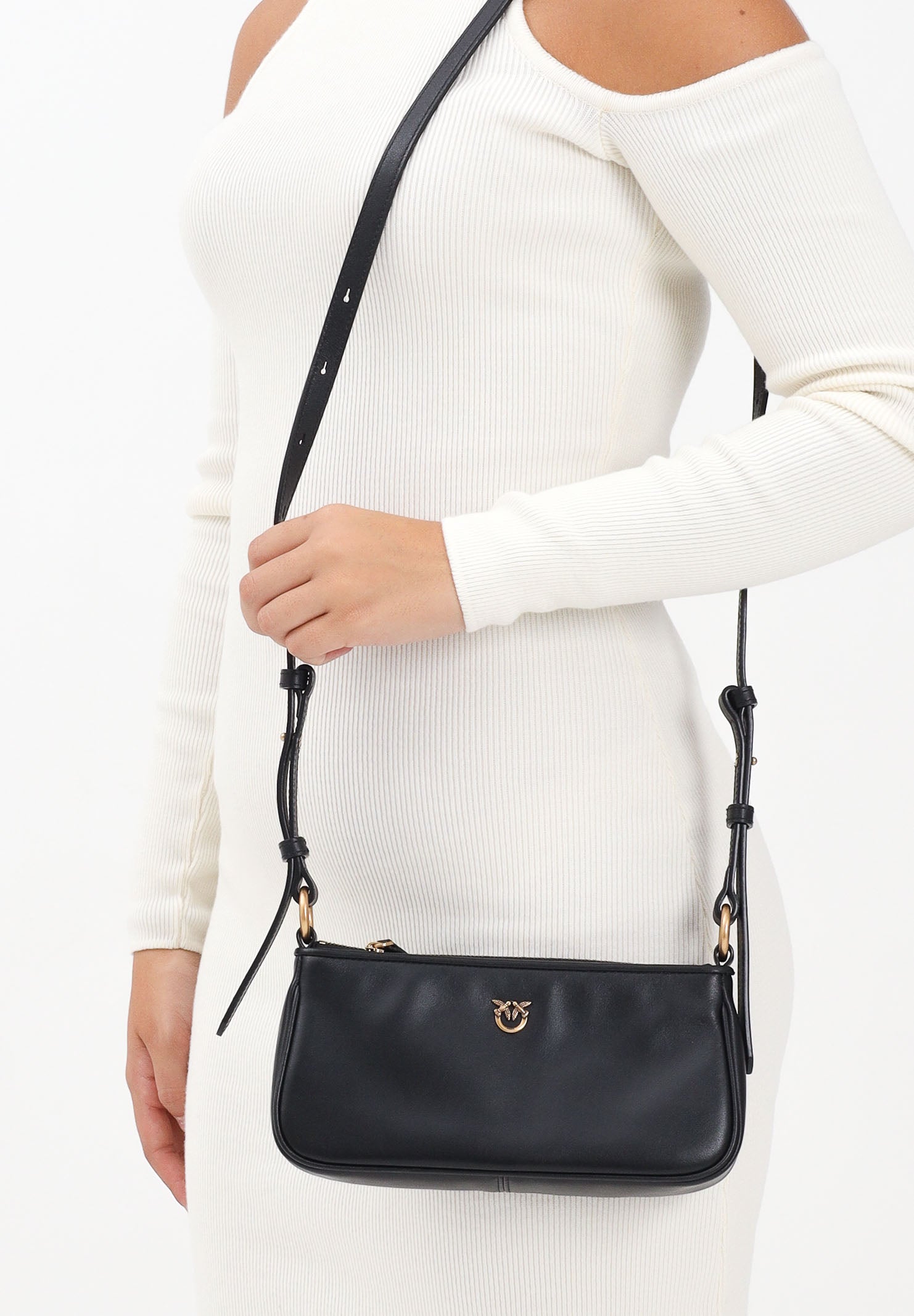 PINKO Borsa a spalla MINI HALF MOON BAGUETTE nera da donna 105069A0QO Z99Q PINKO 